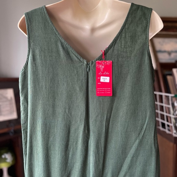 LA LIDA OLIVE GREEN XL JUMPER ZIPPER BACK POCKETS ONE PIECE JUMPER NWT - Picture 6 of 12